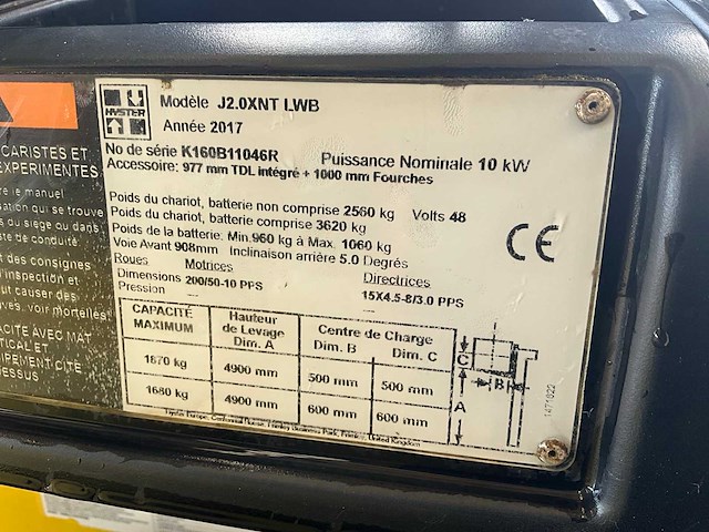 2017 hyster j2.0xnt lwb vorkheftruck - afbeelding 6 van  17