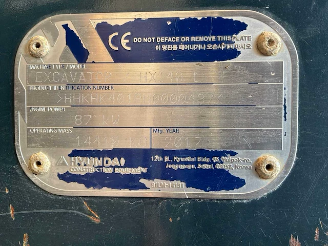 2017 hyundai hx140l rupsgraafmachine - afbeelding 1 van  22