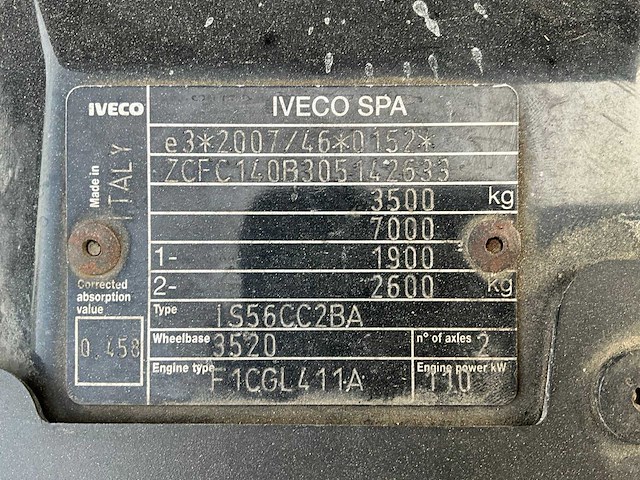 2017 iveco 40c/35 lichte vrachtwagen - afbeelding 3 van  12