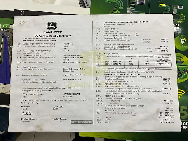 2017 john deere 6155r vierwielaangedreven landbouwtractor - afbeelding 20 van  20