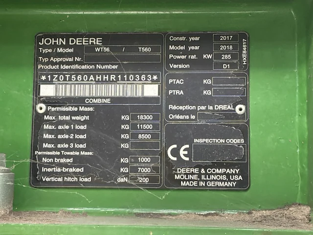 2017 john deere t560i maaidorser - afbeelding 49 van  75