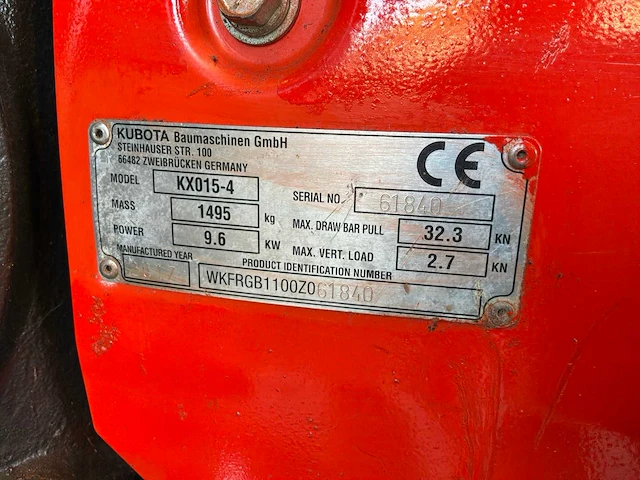 2017 kubota kx015-4 rupsgraafmachine - afbeelding 12 van  21