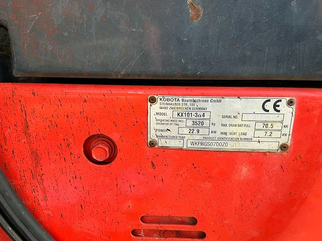 2017 kubota kx101-3 a 4 minigraafmachine - afbeelding 10 van  19