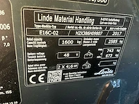 2017 linde e16c-02 vorkheftruck - afbeelding 64 van  99
