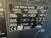 2017 linde e16c-02 vorkheftruck - afbeelding 34 van  81