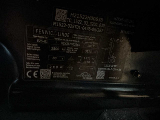 2017 linde e25-01 vorkheftruck - afbeelding 80 van  80
