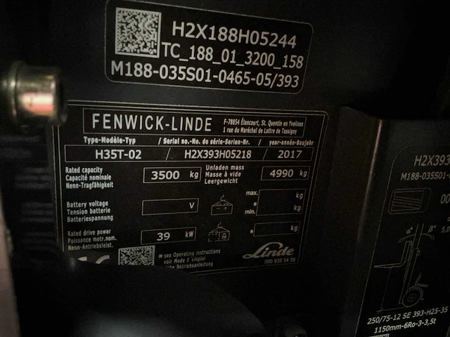 2017 linde h35t vorkheftruck - afbeelding 2 van  78