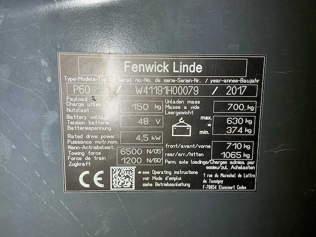 2017 linde p60 industriële trekker met 2022 accu - afbeelding 2 van  3
