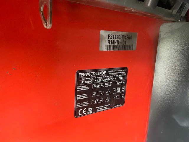 2017 linde r14hd-01 reach truck 9000 mm triplex - afbeelding 30 van  46