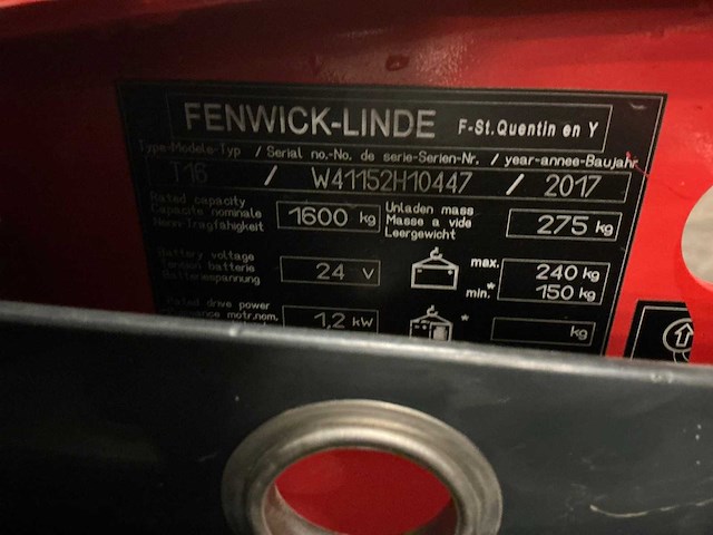2017 linde t16 elektrische palletwagen - afbeelding 7 van  13