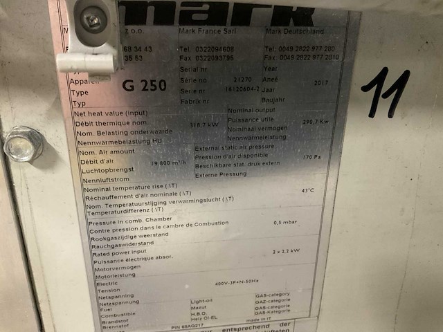2017 mark g250 industriële verwarmingsinstallatie - afbeelding 11 van  11