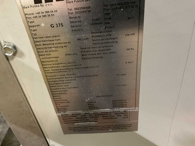 2017 mark g375 industriële verwarmingsinstallatie - afbeelding 8 van  9