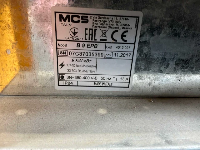 2017 master b9epb elektroheater 9kw 400v - afbeelding 7 van  7