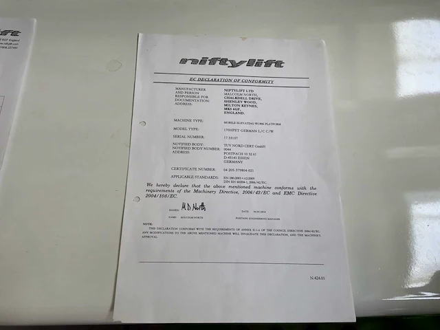 2017 niftylift 170h luchtplatform - afbeelding 27 van  34