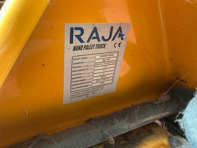 2017 raja hand hydraulische palletwagen - afbeelding 4 van  4