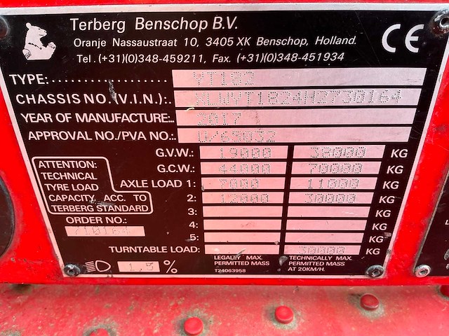 2017 terberg yt182 terminal trekker - afbeelding 8 van  17
