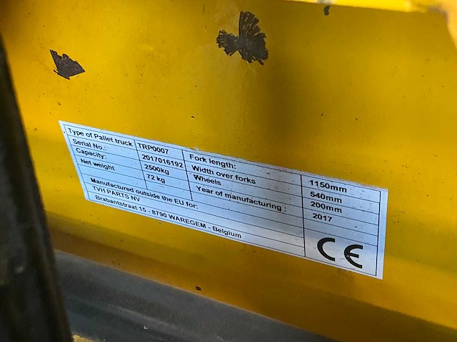 2017 totallifter trp007 hand hydraulische palletwagen - afbeelding 8 van  8