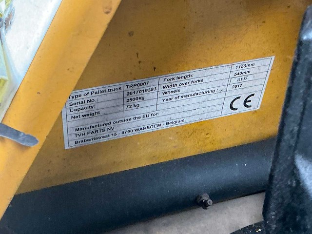 2017 totalsource trp007 hand hydraulische palletwagen - afbeelding 5 van  5