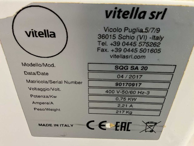 2017 vitella sqg sa 20 automatische deegverdeler + rvs kar deegbakken - afbeelding 2 van  19