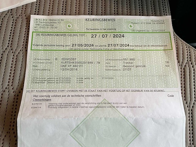 2018 daf xf 480 ft vrachtwagen - afbeelding 48 van  52