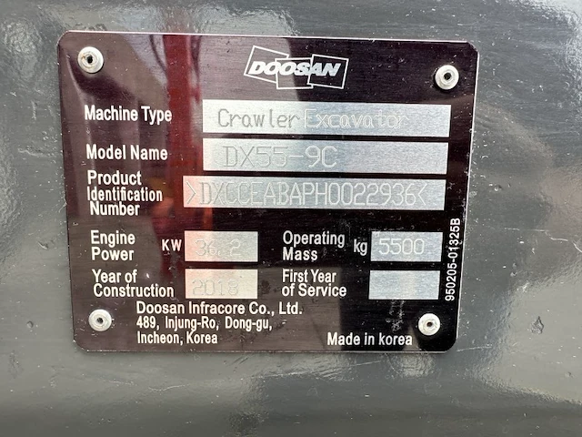 2018 doosan dx55-9c midigraafmachine - afbeelding 28 van  34