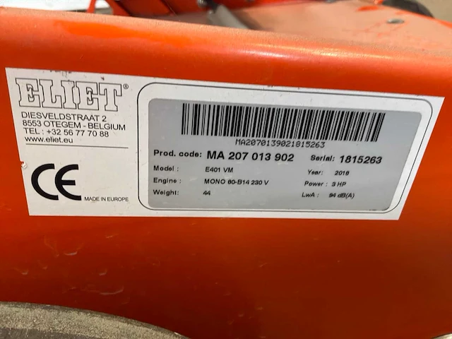 2018 eliet e 401 electric verticuteermachine 400mm - afbeelding 8 van  9