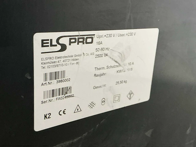 2018 elspro aachen 3980002 scheidingstransformator 2500va - afbeelding 3 van  4