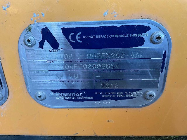2018 hyundai robex25z minigraafmachine - afbeelding 5 van  34