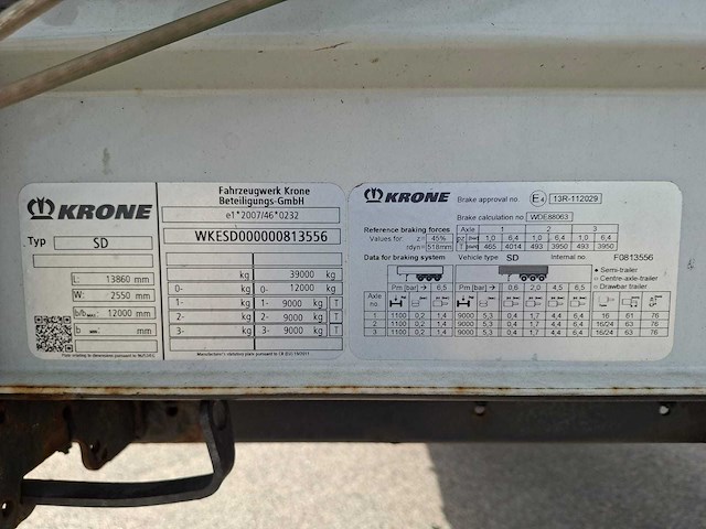 2018 krone oplegger/schuifzeiltrailer - 3 assen - 39t - afbeelding 16 van  28