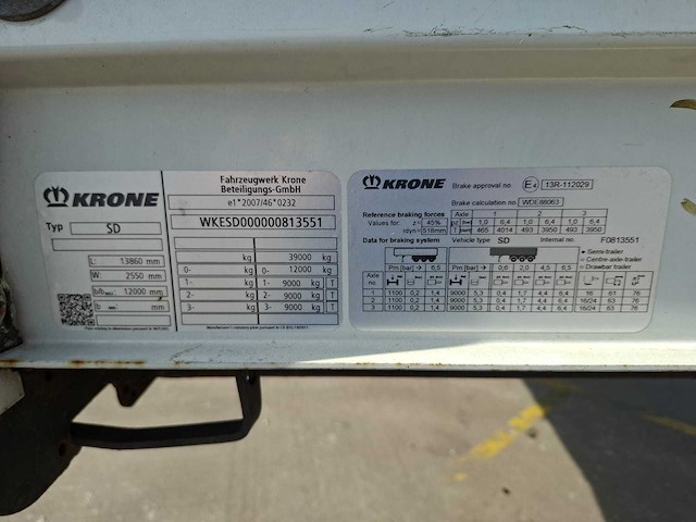 2018 krone sd trailer schuifzeil - 3 assig - 39t - afbeelding 18 van  30