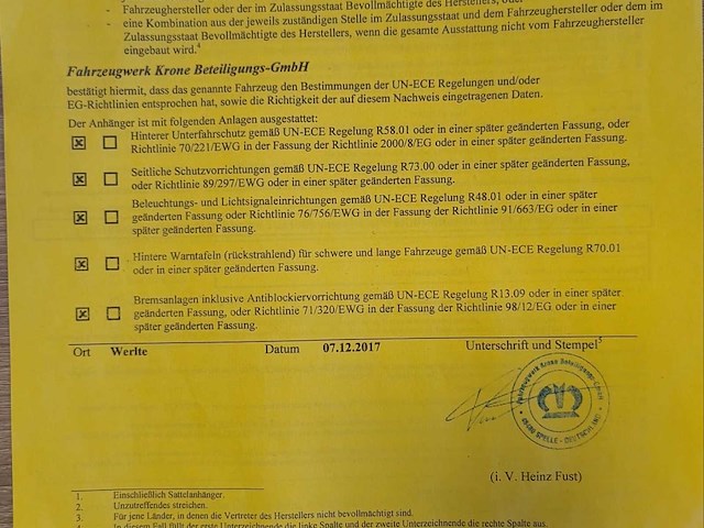 2018 krone sd trailer schuifzeil - eu documenten (litouwen) - 3 assig - afbeelding 14 van  18