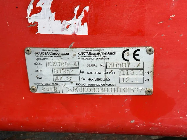 2018 kubota kx080-4 rupsgraafmachine - afbeelding 18 van  22