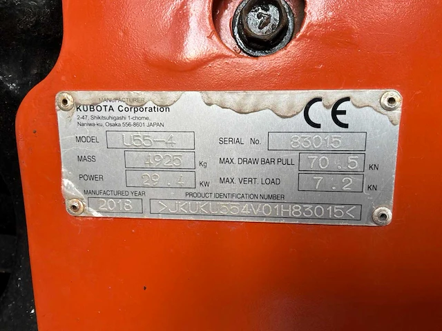 2018 kubota u55-4 rupsgraafmachine - afbeelding 5 van  17