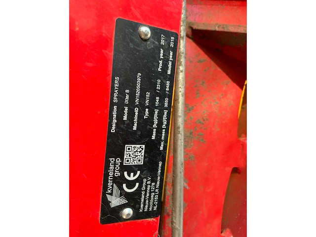 2018 kverneland ixter b18 veldspuit - extra fronttank - afbeelding 9 van  15