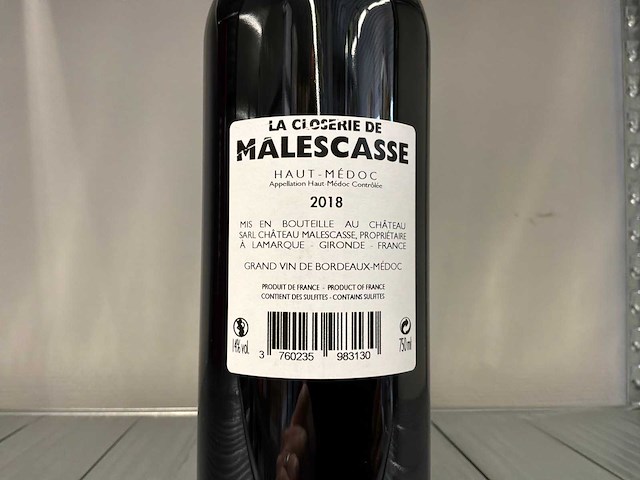 2018 la closerie malescasse haut-médoc rode wijn (12x) - afbeelding 2 van  7