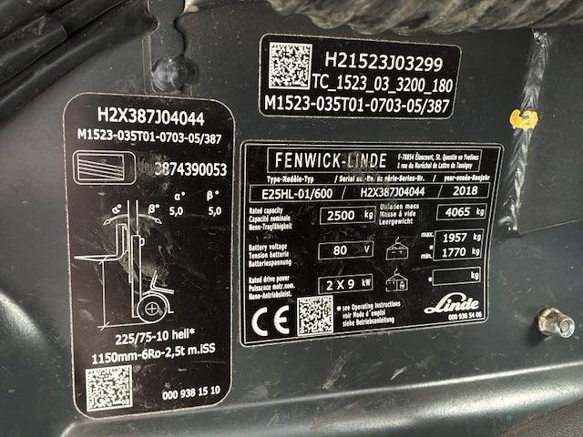 2018 linde e25 elektrische heftruck - afbeelding 31 van  42