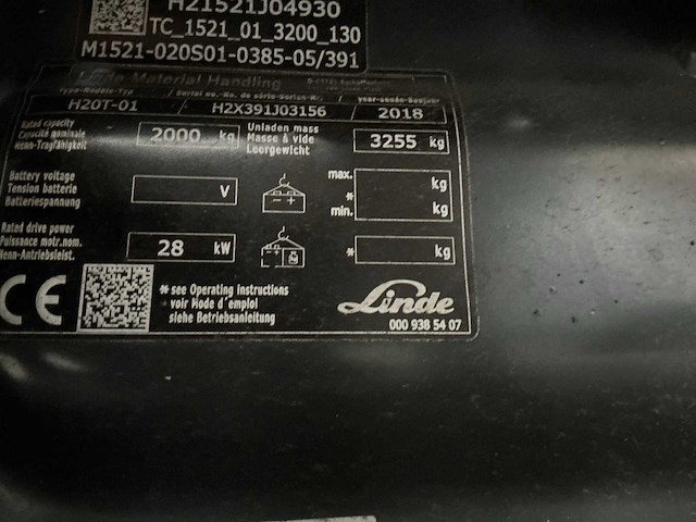 2018 linde h20t-01 vorkheftruck - afbeelding 1 van  3
