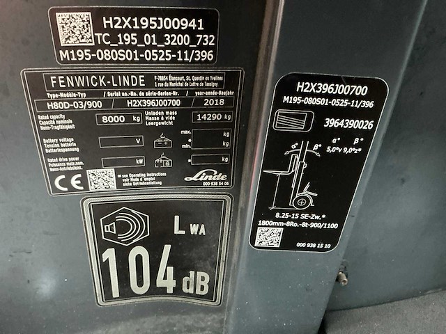 2018 linde h80d vorkheftruck - afbeelding 1 van  2