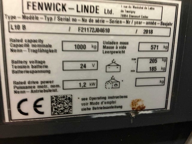 2018 linde l10b stapelaar - afbeelding 4 van  10