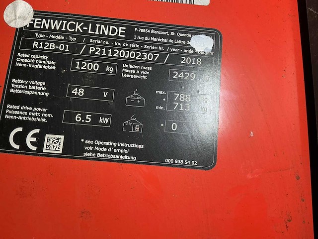 2018 linde r12b-01 reach truck - afbeelding 34 van  78