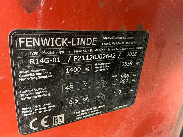 2018 linde r14g-01 reach truck op grote wielen - afbeelding 45 van  87