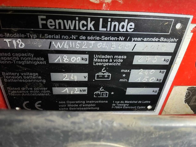 2018 linde t18 elektrische palletwagen - afbeelding 2 van  3