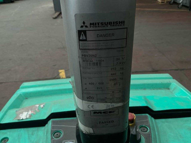 2018 mitsubishi pbv20n2 transpallet - afbeelding 3 van  11