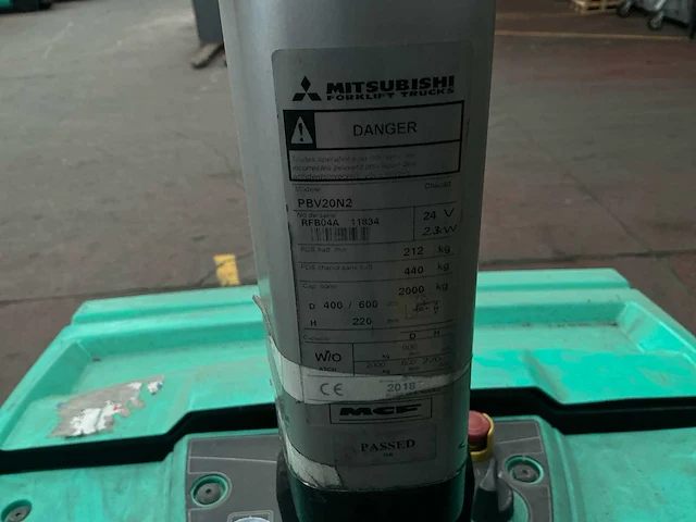 2018 mitsubishi pbv20n2 transpallet - afbeelding 3 van  11
