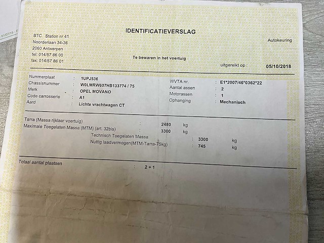 2018 opel movano lichte vracht - airco - 3 pers - afbeelding 28 van  28