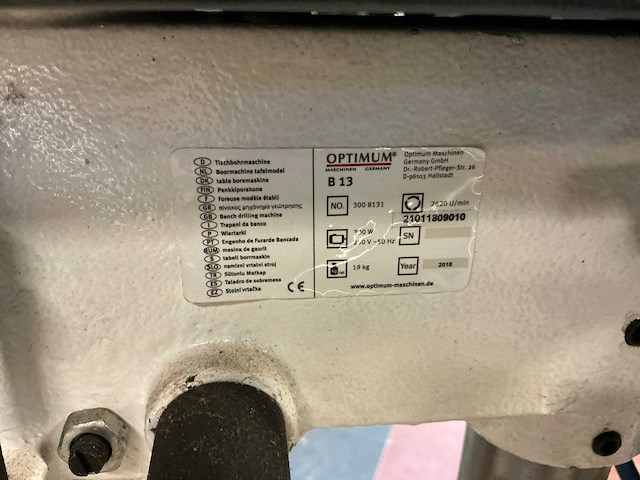 2018 optimum optidrill b13 kolomboormachine - afbeelding 4 van  5