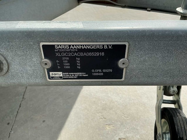 2018 saris c2700 dubbelasser gesloten geremd aanhangwagen - afbeelding 11 van  21
