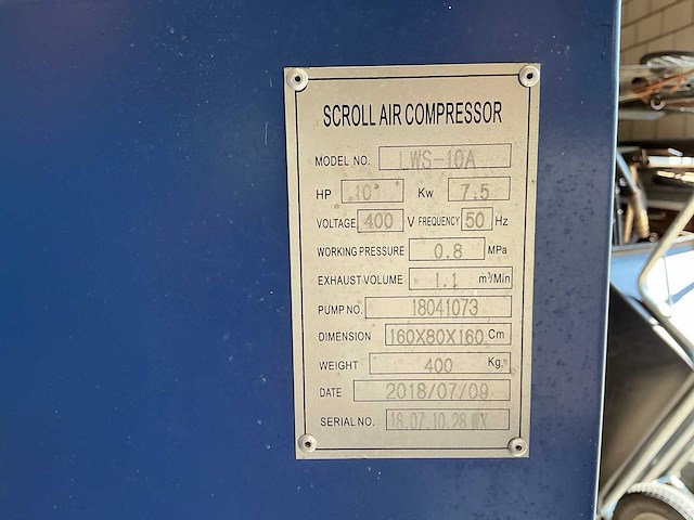2018 scroll lws-10a schroefcompressor - afbeelding 5 van  6