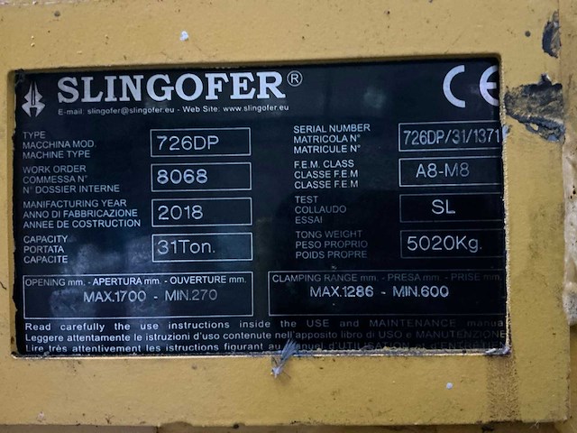 2018 slingofer 726dp spoelgrijper met standaard - afbeelding 7 van  7