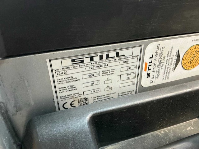 2018 still ecu 30 elektrische palletwagen - afbeelding 3 van  5